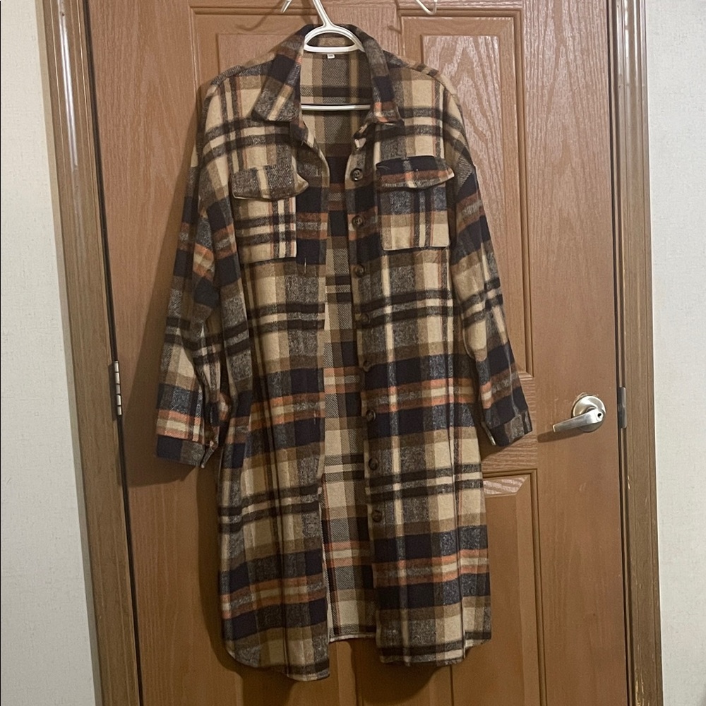 Women's Plaid  Jacket in Brown and Tan